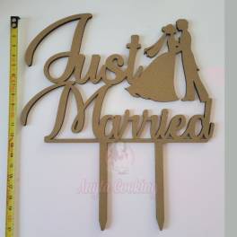 Topper Tort Just Married Auriu Inchis ,MDF - Anyta Cooking