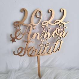Topper tort MDF - An nou Fericit 2022 , Auriu Inchis - Anyta Cooking