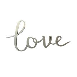 Topper Tort MDF - LOVE Argintiu / Silver - 15 cm