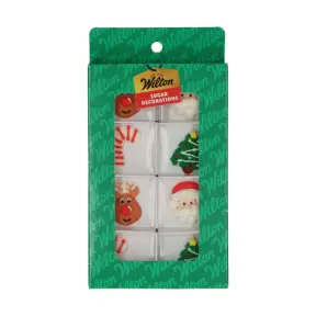 Set 8 decoratiuni din zahar Mos Craciun si ren - Wilton