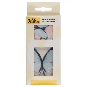 Set 8 decorațiuni comestibile din vafa Fluturi Culori Pastel - Wilton