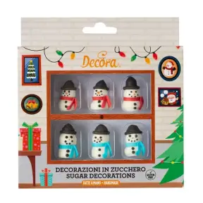 Set 6 decoruri din zahar Om de zapada 3D - Decora
