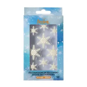 Set 6 decoruri din zahar Fulgi de zapada Albi - Decora