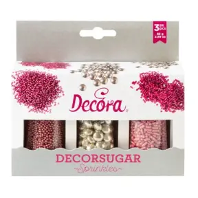 Set Perlute / Decoruri - Argintiu si Roz - 85g - Decora