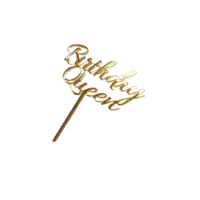 Topper Tort, Birthday Queen, auriu, acril - Anyta Cooking