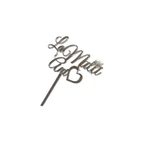 BCTOP286 - Topper Tort, La multi ani cu inimioara, argintiu, acril - Anyta Cooking