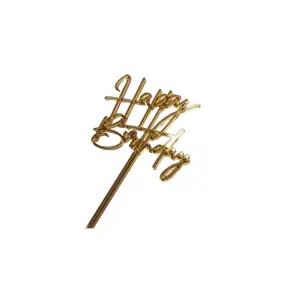 Topper Tort, Happy Birthday, auriu, acril - Anyta Cooking