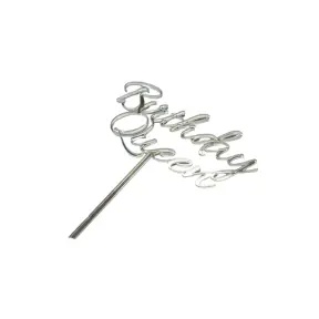 Topper Tort, Birthday Queen, argintiu, acril - Anyta Cooking