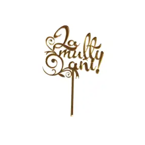 Topper Tort, La multi ani cu model, auriu, acril - Anyta Cooking