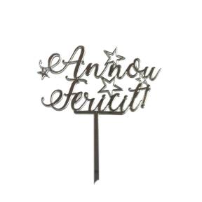 Topper Tort, An nou fericit, argintiu, acril - Anyta Cooking