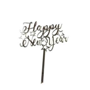  Topper Tort, Happy New Year, argintiu, acril - Anyta Cooking