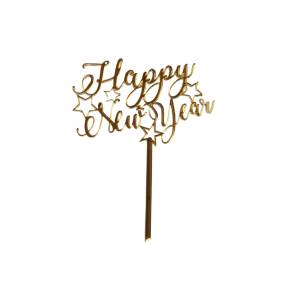  Topper Tort, Happy New Year, auriu, acril - Anyta Cooking
