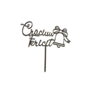 Topper Tort, Craciun fericit, clopotel, argintiu, acril - Anyta Cooking