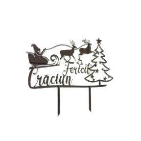 Topper Tort, Craciun fericit, Mos Craciun cu sania, argintiu, acril- Anyta Cooking