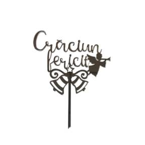 Topper Tort, Craciun fericit, clopotei, argintiu, acril- Anyta Cooking