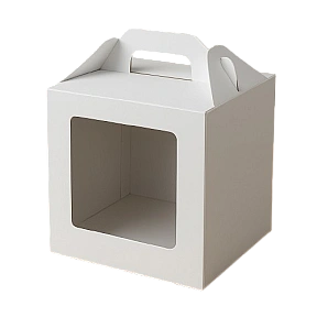 Cutie alba pentru tort cu maner si fereastra 35 × 35 × 15 cm - Anyta Cooking