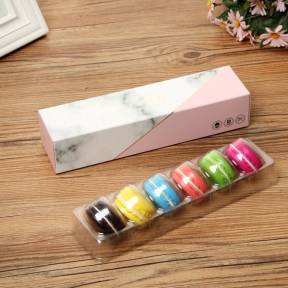 Cutie pentru 6 Macarons + PVC -Marble Pink-23x6x4.5 cm-Anyta Cooking - Anyta Cooking