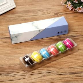 Cutie pentru 6 Macarons + PVC -Marble Purple-23x6x4.5 cm-Anyta Cooking - Anyta Cooking