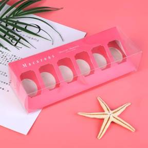 Cutie pentru 6 Macarons+ PVC -Roz- 23x9,8 cm-Anyta Cooking - Anyta Cooking