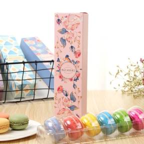 Cutie pentru  6 Macarons + PVC -Roz cu Trandafiri-23x6x4.5 cm-Anyta Cooking