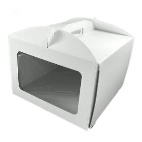 Cutie Tort Alba cu geam Transparent - 30 X 30 X H:21 cm