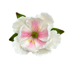  Decor comestibil -  "Bujor alb D=90 mm cu frunze" - Anyta Cooking 