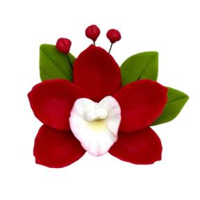   Decor comestibil - "Orhidee roșie cu frunze" - Anyta Cooking 