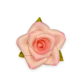 Decor comestibil - "Trandafir roz cu frunze" - 1 buc - Anyta Cooking