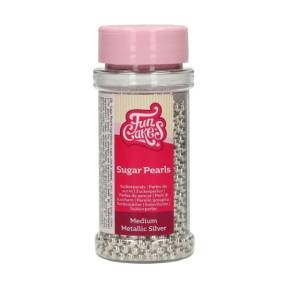 Perle / Perlute din zahar 4mm ARGINTI - METALLIC SILVER- 80 GR- Funcakes