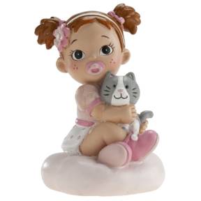 Decor necomestibil pentru tort - FETITA CU PISISCA - 10 CM - Dekora - Anyta Cooking