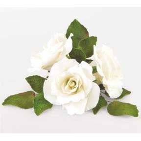 Decor din Pasta de Zahar - Buchet trandafiri albi- YKPACA