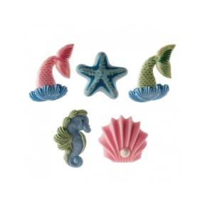 DecoratiunI din zahar -2D "MERMAIDS" 4,5 CM- Sirene si Scoici - Dekora (L) - Anyta Cooking