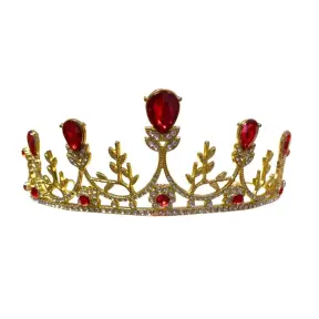 Coronita pentru tort aurie cu frunzulite - rosu - Anyta Cooking