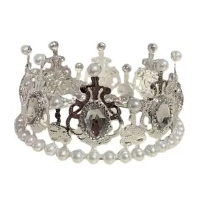 Coronita mica argintie cu perle si pietricele albe - Anyta Cooking