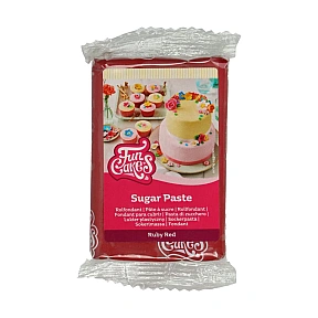 Fondant / Pasta de zahar cu gust de vanilie - ROSU RUBIN - 250g - FunCakes