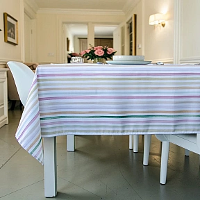 Față de masă antipete Dungi Pastel, 240 x 150 cm, poliester impermeabil – Anyta Cooking