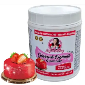  Glazura oglinda la rece Glamour (Sclipicios) - cu gust si culoare de CAPSUNI - 1 kg - Anyta Cooking