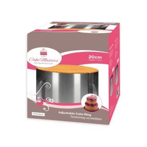 Inel reglabil pentru tort din inox - 20 cm H x 18-32 cm - Cake-Masters