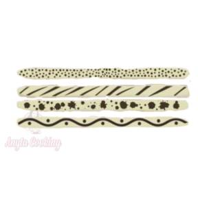 Kit 240 buc decor din ciocolata - Bastonase negru cu alb 