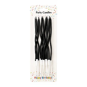 Set 12 buc lumanari ondulate - negru - 20 cm - Party candles