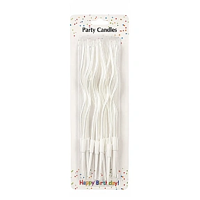 Set 12 buc lumanari ondulate - Alb Sidef - 20 cm - Party candles
