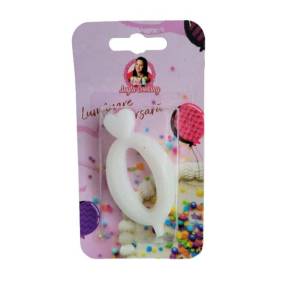 Lumanare Tort cu Sclipici - NR 0 - Alb - Anyta Cooking - Anyta Cooking
