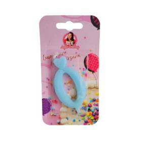 Lumanare Tort cu Sclipici - NR 0 - Albastru - Anyta Cooking - Anyta Cooking