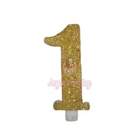 Lumanare Tort cu Sclipici - NR 1 - Auriu - 7 cm - Anyta Cooking - Anyta Cooking