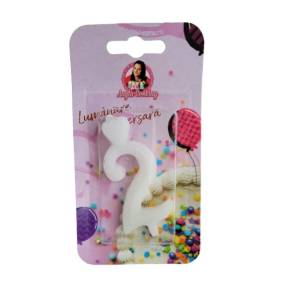 Lumanare Tort cu Sclipici - NR 2 - Alb - Anyta Cooking - Anyta Cooking