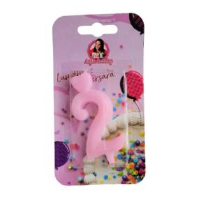 Lumanare Tort cu Sclipici - NR 2 - Roz - Anyta Cooking - Anyta Cooking