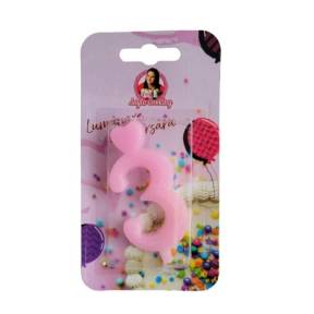 Lumanare Tort cu Sclipici - NR 3 - Roz - Anyta Cooking - Anyta Cooking