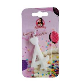 Lumanare Tort cu Sclipici - NR 4 - Alb - Anyta Cooking - Anyta Cooking