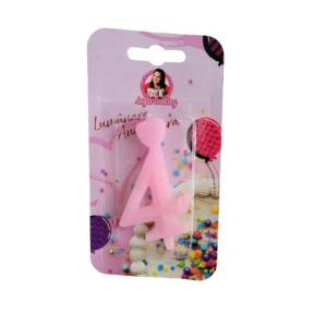 Lumanare Tort cu Sclipici - NR 4 - Roz - Anyta Cooking - Anyta Cooking