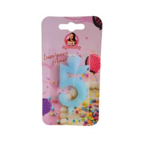 Lumanare Tort cu Sclipici - NR 5 - Albastru - Anyta Cooking - Anyta Cooking